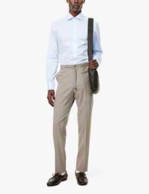 Corneliani Mens Sky Blue Regular-fit Wrinkle-free Cotton Shirt In Blue