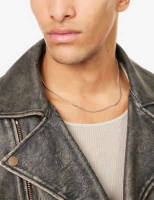 Serge Denimes Mens Rounded Snake Rhodium-plated 925 Sterling Silver Necklace In Metallic