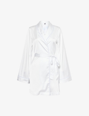 Savage X Fenty X Fenty Womens Hazy White Bridal Mrs Satin Robe Xs In White