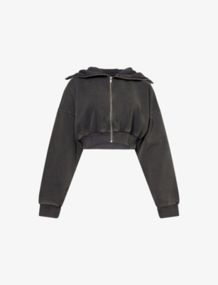ENTIRE STUDIOS: Cropped Full Zip Cotton-Jersey Hoodie