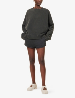 Entire Studios Womens Washedblack Micro Drawstring Cotton-jersey Shorts Xs In Black