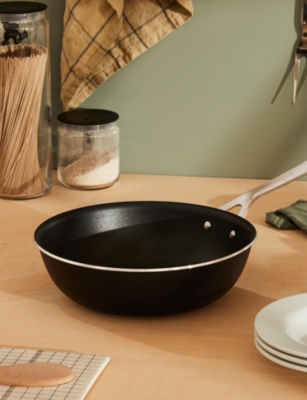 Alessi Black Pots&pans Aluminium And Stainless-steel Deep Frying Pan 28cm In Black