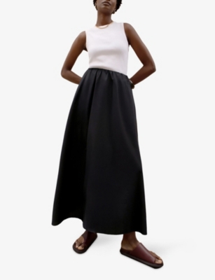 RO&ZO: Elasticated-Waist Relaxed-Fit Cotton-Poplin Maxi Skirt
