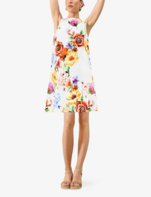 RO&ZO: Garden Floral Round-Neck Floral Shift Dress
