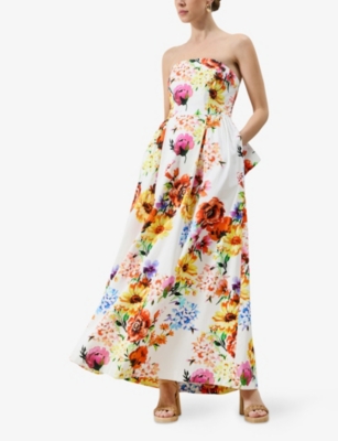 RO&ZO: Annie Garden-Floral Bow-Embellished Cotton Maxi Dress
