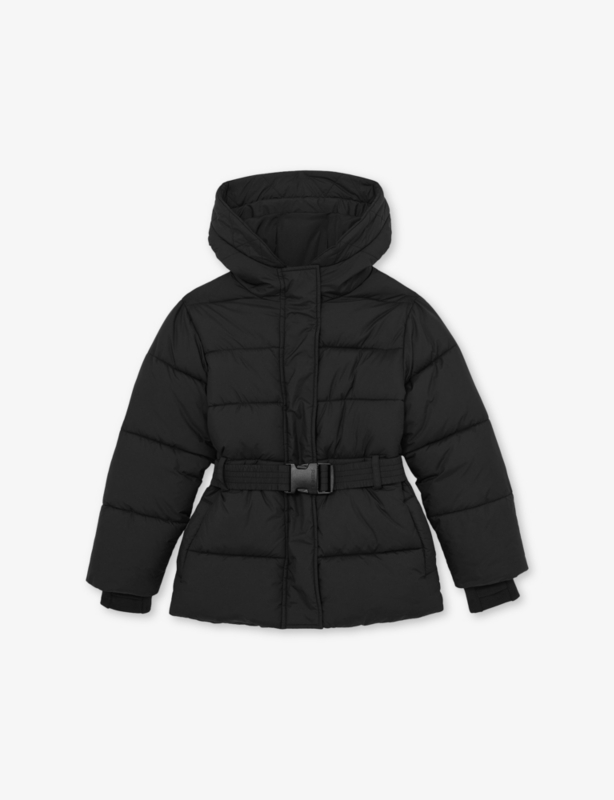 Hooded Belted-Waist Shell Coat 13-14 Years