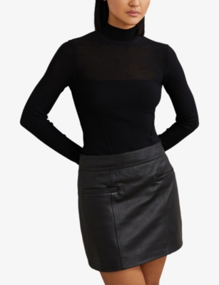 REISS: Sofia Funnel-Neck Knitted Top