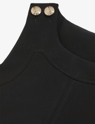 Reiss Black Cyrus Sleeveless Stretch-woven Shift Dress 3-9 In Black