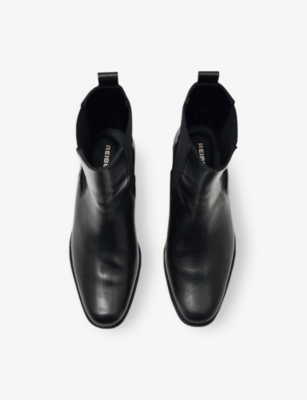 Reiss Black Leather Chelsea Boots In Multi