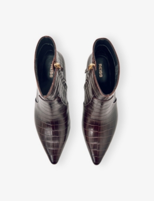 REISS: Pippa Leather Heeled Ankle Boots