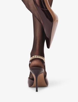 REISS: Lucia Chain Patent-Leather Heeled Courts