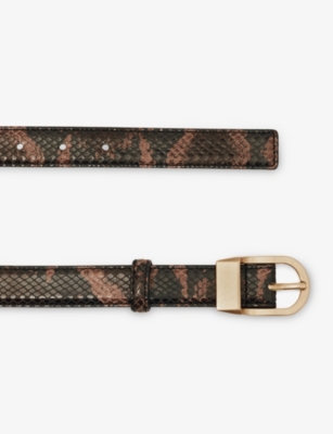 Reiss Womens Chocolate Hazel Buckle Leather Belt In Brown