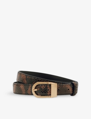 Reiss Womens Chocolate Hazel Buckle Leather Belt In Brown