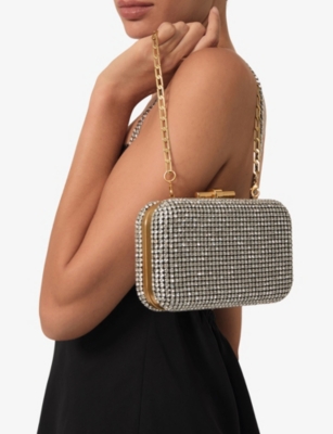 Reiss Womens Silver Orla Embellished Box Clutch In Silver