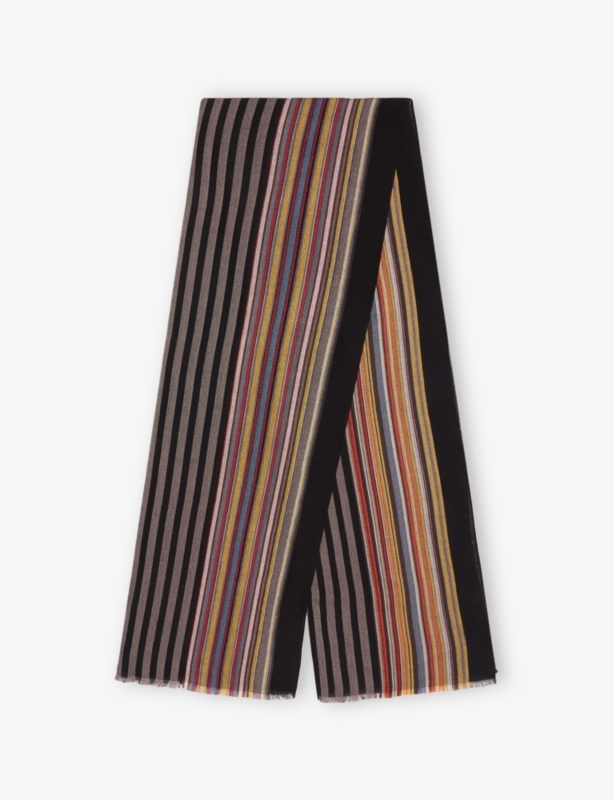 'Signature Stripe' Viscose-Wool Edge Scarf