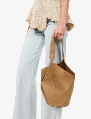 Khaite Womens Mud Small Lotus Leather-suede Tote Bag