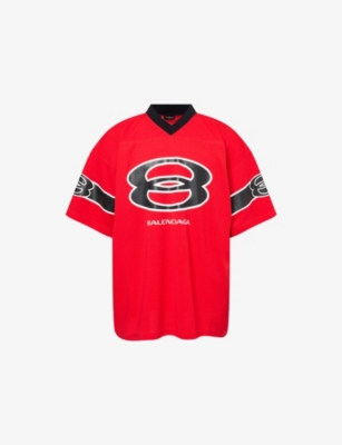 BALENCIAGA: American Football Logo-Print Woven T-Shirt