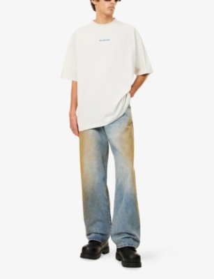 BALENCIAGA: Embroidered-Logo Regular-Fit Cotton T-Shirt