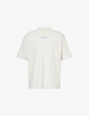 BALENCIAGA: Embroidered-Logo Regular-Fit Cotton T-Shirt