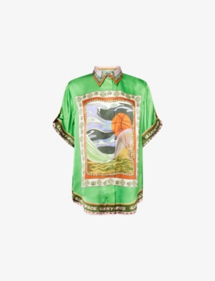 Alemais Womens Lucky Pace Short-sleeve Silk Shirt Multi