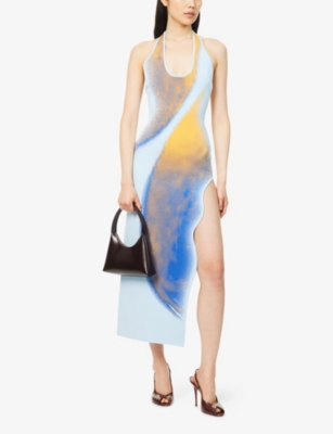 Ph5 Womens Blueberry Noah Halterneck Knitted Midi Dress In Multi