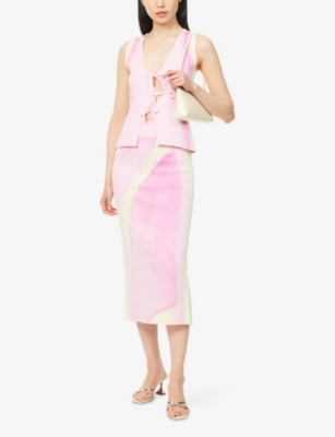 PH5: Sophie Cherry Slit Knitted Midi Skirt