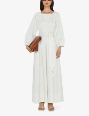 Joseph Womens Ivory Bellan Tie-belt Cotton Maxi Dress
