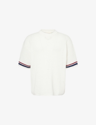 THE COUTURE CLUB: Striped Crochet Knitted Top