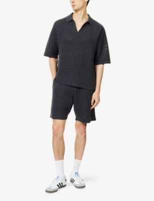 THE COUTURE CLUB: Relaxed-Fit Polo-Collar Cotton-Crochet Shirt