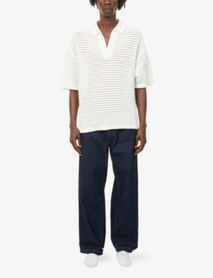 THE COUTURE CLUB: Crochet Relaxed-Fit Knitted Polo Shirt