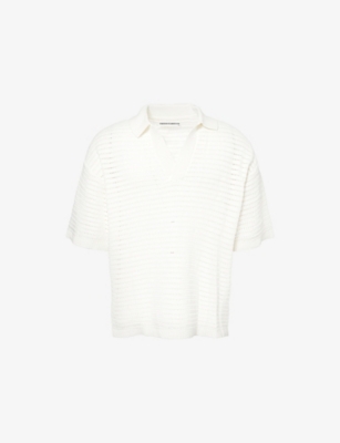 THE COUTURE CLUB: Crochet Relaxed-Fit Knitted Polo Shirt