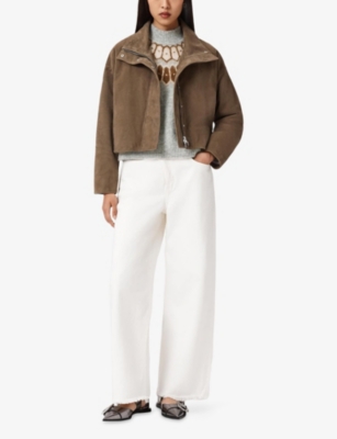 Allsaints Womens  Clyde Funnel-neck Stretch Wool And Alpaca-blend Jumper In Gray