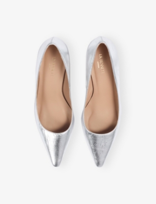 Lk Bennett Womens Met-silver New Ava Metallic-leather Kitten Heel Courts Eur 38/5 Uk In Silver