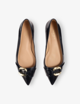 Lk Bennett Womens Blu-navy Ethel Patent-leather Flats Eur 39 / 6 Uk In Blue