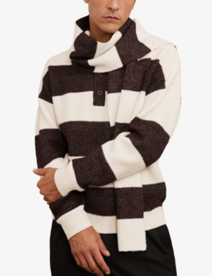 REISS: Wesley Striped Knitted Scarf