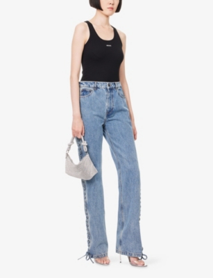 Rotate Birger Christensen Womens Vintage Blue Rotta Laced Denim Jeans In Blue