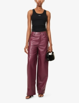 Rotate Birger Christensen Rotate Burgundy Polyester Pants In Brown