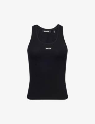 Rotate Birger Christensen Womens Adanne Core Logo-embroidered Stretch-cotton Tank Top Black In Black