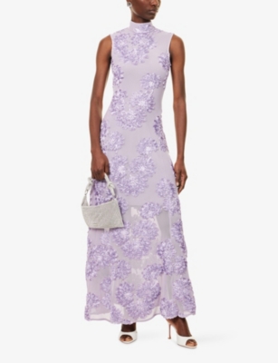 ROTATE BIRGER CHRISTENSEN: Flower Sleeveless Stretch-Woven Maxi Dress
