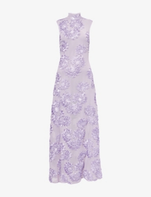 ROTATE BIRGER CHRISTENSEN: Flower Sleeveless Stretch-Woven Maxi Dress