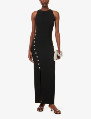 Rotate Birger Christensen Rotate Sleeveless Crepe Evening Dress With Rear Zip In Black