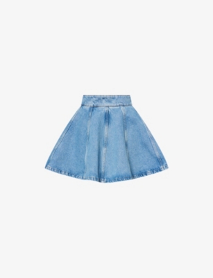 Rotate Birger Christensen Womens Flared Denim Mini Skirt Vintage Blue In Blue