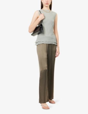 Rotate Birger Christensen Womens Mirage Gray Riniva Sleeveless Woven Top In Gray