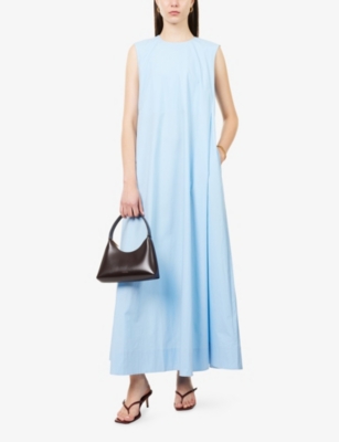 Rotate Birger Christensen Womens Cerulean Karla Sleeveless Stretch-cotton Maxi Dress In Blue