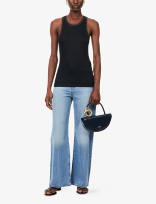 Rotate Birger Christensen Womens Anthracite Mallo Sleeveless Stretch-woven Top In Black