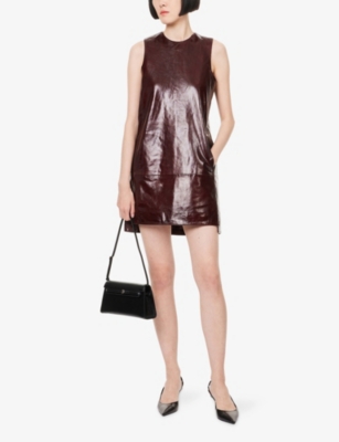 Rotate Birger Christensen Womens Zinfandel Strulana Leather Mini Dress In Burgundy