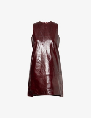 Rotate Birger Christensen Womens Zinfandel Strulana Leather Mini Dress In Burgundy