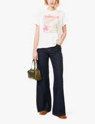 Rails Womens Bamba Bar Boyfriend Printed Cotton-jersey T-shirt Xs In White