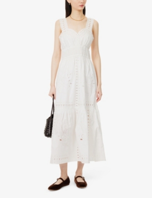 Rails Womens White Fawn Embroidered Cotton-poplin Midi Dress In White