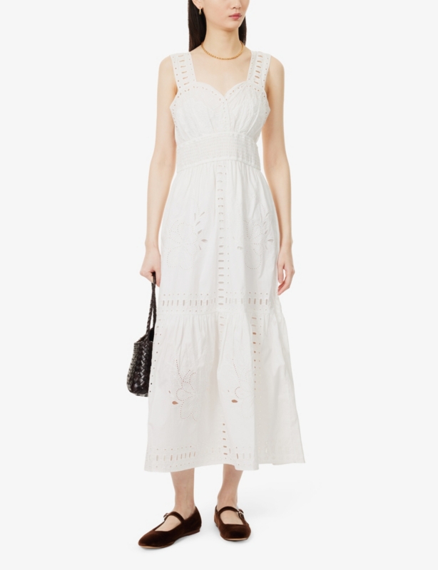 Fawn Embroidered Cotton-Poplin Midi Dress